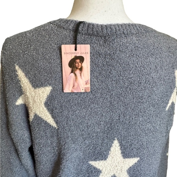NWT Sincerely Jules Women's Cozy Soft Pullover Star Sweater Blue Size Sm… - Picture 9 of 17